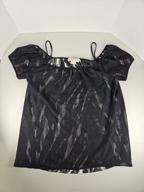 Michael Kors Women's Black  Cold Shoulder Flowy Top - Size M